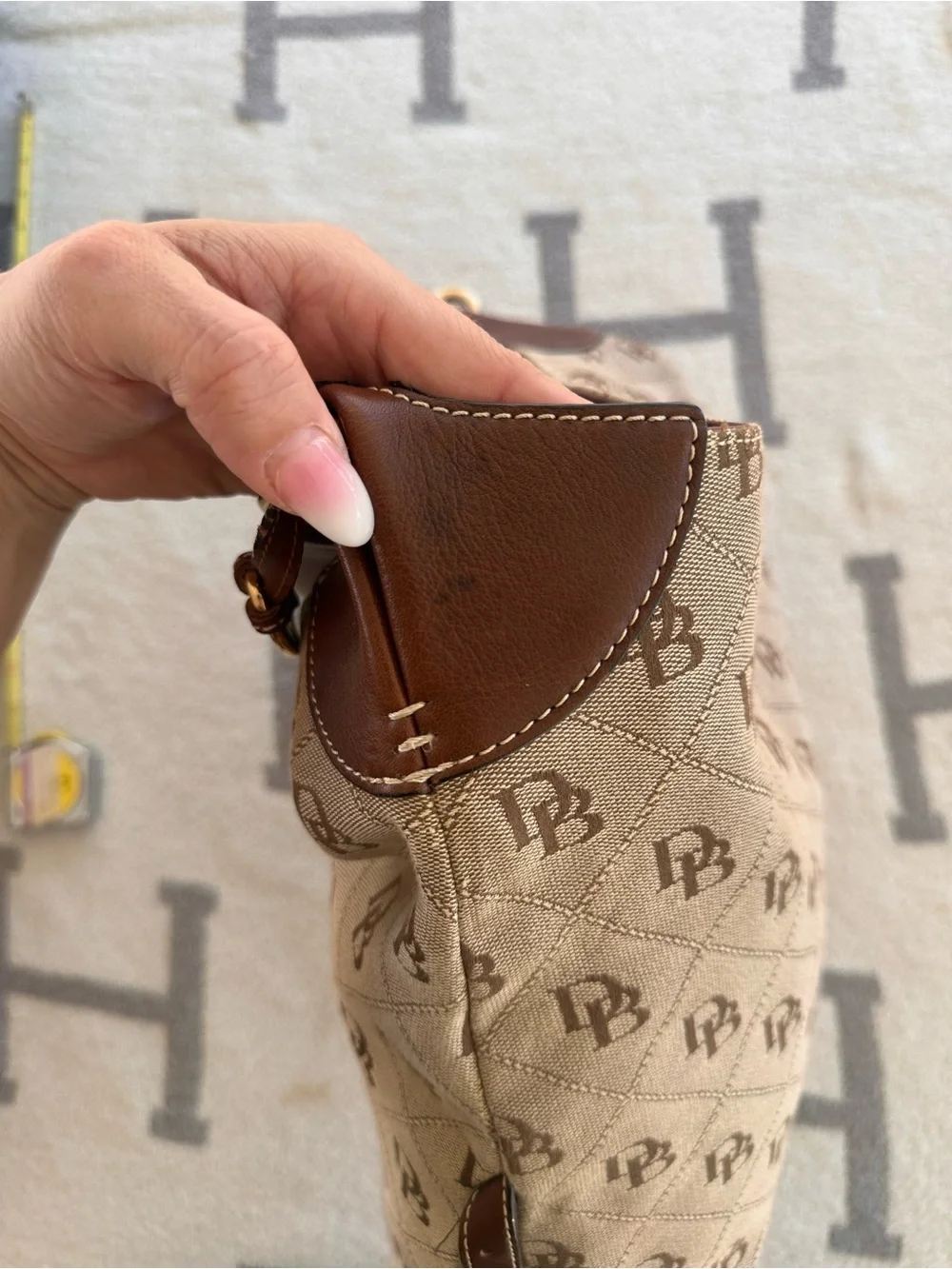 Dooney & Bourke Brown Logo-Print Hobo Bag